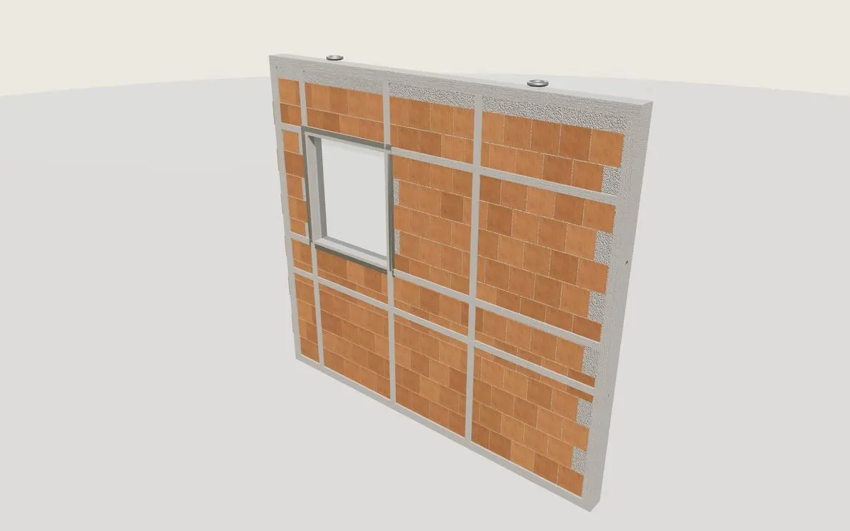 Painel pré-moldado misto JetCasa em corte 3D